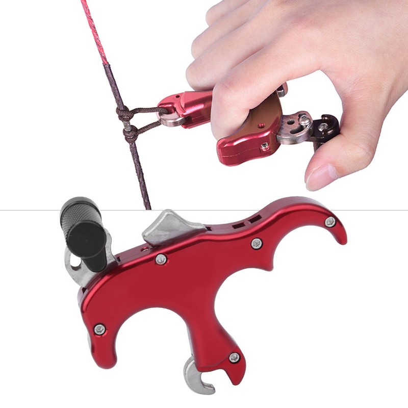 Aluminum Alloy Archery 3 Finger Compound Bow Release Grip Thumb