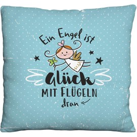 H:)PPY life Plüschkissen Motiv "Engel" | Zierkissen, 25 cm x 25 cm, 100% Polyester | Geschenk, Dekoartikel | 46148