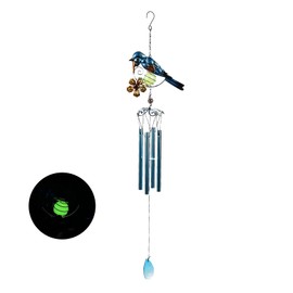 Wind Chimes for Garden 1 PCS Garden Metal Wind Chime Outdoor Night Light Small Bird Aluminium Tube Wind Chimes for Garden Decor Balcony Or Indoor Decoration Birthday Gifts for Women (Blue)
