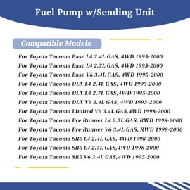 Getfarway SP9002H Fuel Pump w/Sending Unit Compatible with Toyota Tacoma 1998 1999 2000 Base DLX Limited Pre Runner SR5 L4 2.4L 2.7L V6 3.4L Replace 232200C010 232060C020 8332080308