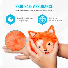 ICEWRAPS Small Ice Packs for Kids Boo Boos | Kids Reusable Ice Packs with Cloth Cover | Baby Ice Pack for Fever Boo Boo, Set A: Bunny, Fox, Raccoon, Owl