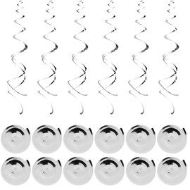 Hanging Swirl Decorations, 12 Rolls Silver Swirls Ceiling Party Decorations Shiny Foil Swirls, Party Spiral Streamers Decorations for Girls and Women Birthday Party, Wedding, Xmas, Party Supplies