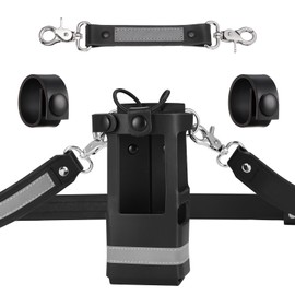 abcGoodefg Leather Firefighter Radio Strap and Holder, Reflective Leather Radio Holster Set with Anti-sway Strap, Cord Keepers Compatible with Motorola APX 6000/6000XE/8000/8000XE