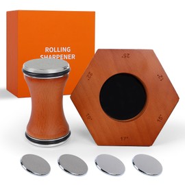 KRZKRZ Rolling Knife Sharpener - 6 Angles & 4 Blades System, Ergonomic Waist Design for Kitchen Chef Knives, Sharpening Stone for Precision Edge