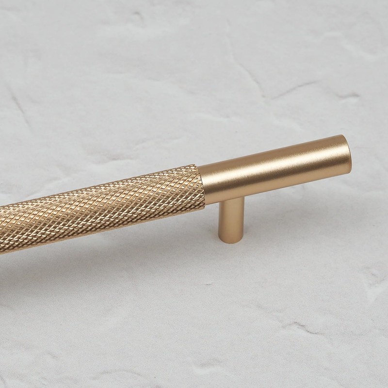 320mm Knurled Brass Bar Handle Rose Gold Champagne Kitchen Cupboard