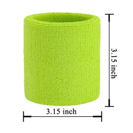 HPWFHPLF Premium Wrist Sweatbands: Stay Dry, Play Hard - Ideal for Tennis, Football, Basketball, Running, 6 Pack Cotton Sweatbands for Men Women & Kids (Green)