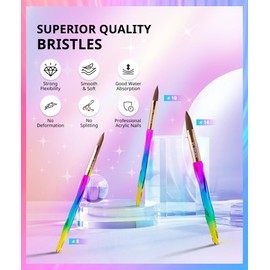 AIRSEE 3PCS Acrylic Nail Brush Set: 3PCS Professional Acrylic Nail Brushes for Acrylic Application Acrylic Powder Nail Art Extension 3D Nail Carving Manicure Tool Salon Home DIY Size 8/10/14