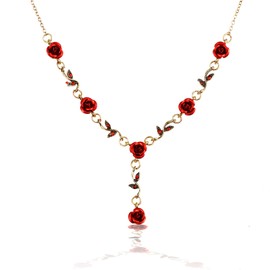 Buyongwant Irregular Red Rose Necklace for Women Vintage Jewelry Fashion Valentine's Day Jewelry 19.29 inches