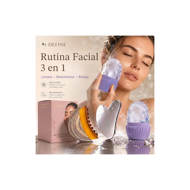 Kit de Skincare Facial 3 en 1, Sistema de Drenaje