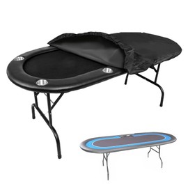 J&C Poker Table Cover Oval Poker Tables Covers Waterproof Folding Poker Table Covers Weatherproof Foldable Poker Table Cover Poker Table Dust Cover Dustproof Poker Table Cloth 96x44 Inch