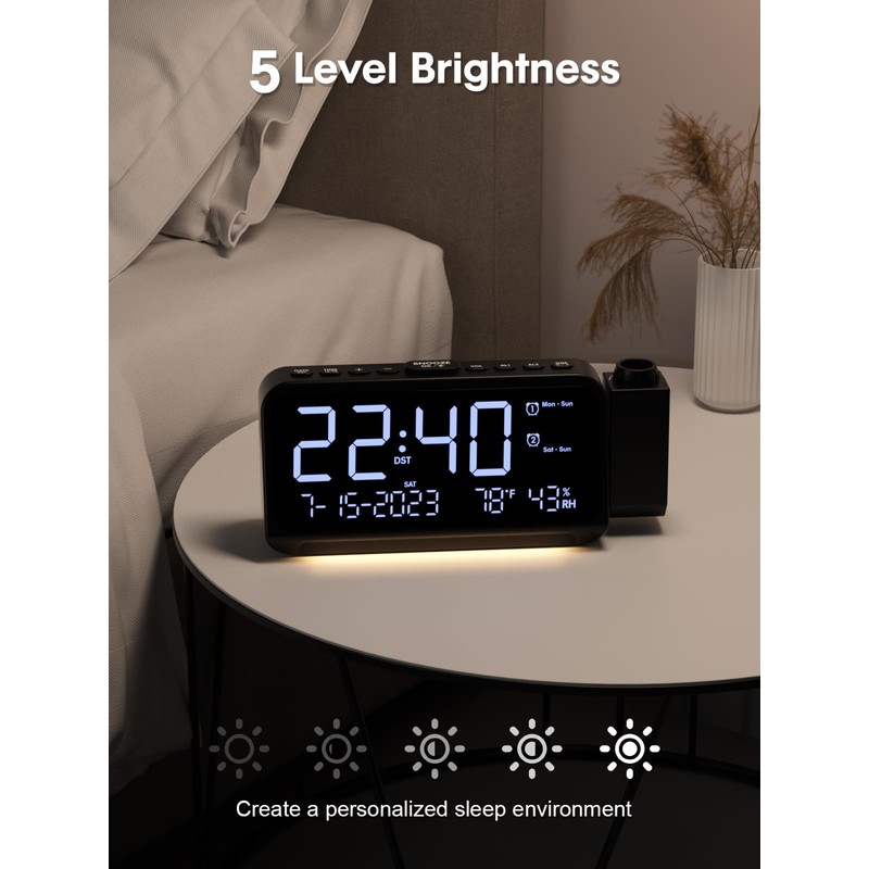 ROCAM Projection Alarm Clock, Digital Alarm Clocks for bedrooms with