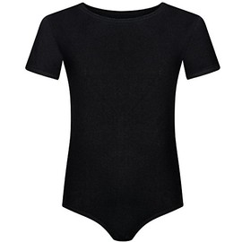 Assoluta di Cotone Girls' Short-Sleeved Ballet Leotard, black