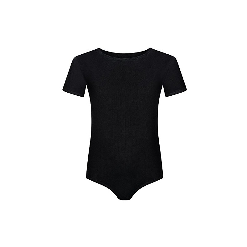 Assoluta di Cotone Girls' Short-Sleeved Ballet Leotard, black