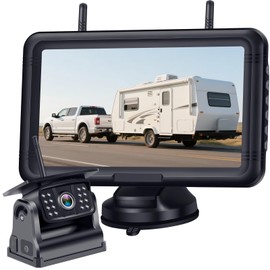 Wireless Solar Backup Camera for Trailer: Long-Range Signal Magnetic Backup Camera for Travel Trailer 7-Inch DVR Monitor 1080P HD Night Vision by Rohent - A70