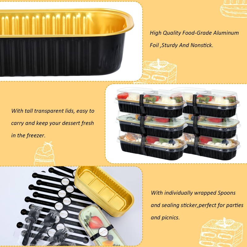 EgticHome Mini Loaf Pans with Lids and Spoons (100 Pack,