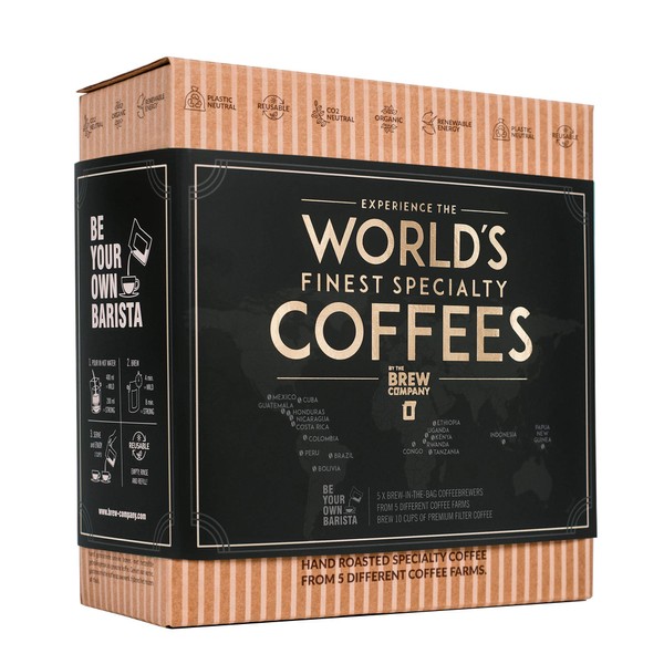 Innovative Coffee Gift Set for Men & Women - 5 Best Single Estate Specialities & Organic Coffees From All Over the World | Brew & Enjoy Anytime & Anywhere | Tasting Set for Coffee Lovers