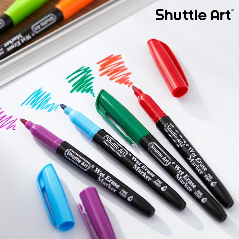Shuttle Art Wet Erase Markers, 10 Colours Fine Tip Whiteboard