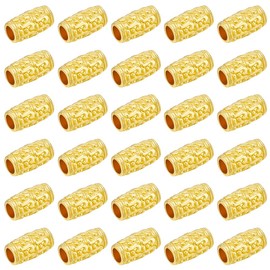 BENECREAT 50Pcs Real 24K Gold Plated Alloy Tube Beads, 12x6.5mm Column Bar Spacer Beads Jewelry Loose Beads for Stackable Bracelet Jewelry Making, Hole: 3.5mm