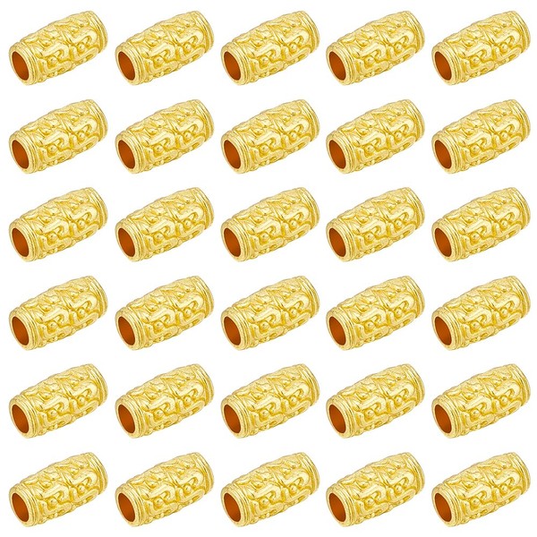 BENECREAT 50Pcs Real 24K Gold Plated Alloy Tube Beads, 12x6.5mm