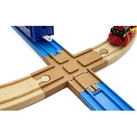 Digi Base 19141 Plarail for BRIO Wooden Rails, Crossing Rail (Separate Type, 1 Set), Brown (Wooden Style)