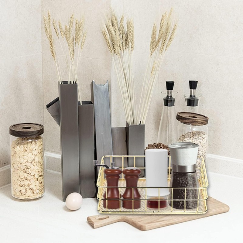 Nivvity Wire Mesh Basket, Golden Iron Storage Basket Multifunctional Wire