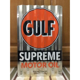 Gulf Supreme Motor Oil Sign Metal Garage Gas Car Truck Pub Bar Pump Vintage Look