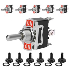 Toggle Switch 12V, Heavy Duty 120V SPST ON Off Rocker Switch, 3 Pin SPDT Marine Toggle Switches Waterproof 15A 250V 20A 125V(6 Pack)