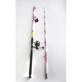American Spirit Nite Stick Spinning Catfish Combo Hot Pink 9' 2PC/ 6 BB Reel