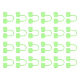 uxcell 24Pcs Straw Cover Cap, Green Silicone Straw Tips Cover Fits 7.5-8mm OD Drinking Straws, Reusable Dust-Proof Straw Tips