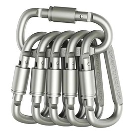 6 Piezas Clips de Mosquetón, Mosquetón de Escalada de Aluminio, Mosquetones de Bloqueo Multifuncionales, Mosquetón con Bloqueo de Tornillo para Cuerdas, Llaveros, Escalada en Roca, Montañismo