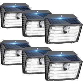 [6 Packs] Solar Motion Lights Outdoor, Ultra Bright Solar Fence Lights with Motion Sensor, IP65 Waterproof Security Lights 3 Modes, 270° Lighting Angle, Wall Lights for Deck Patio Fence Garage Door