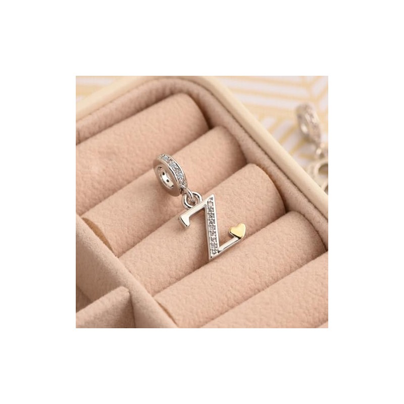 KunBead 18 inch Initial Z Letter Gold Heart Alphabet Birthday