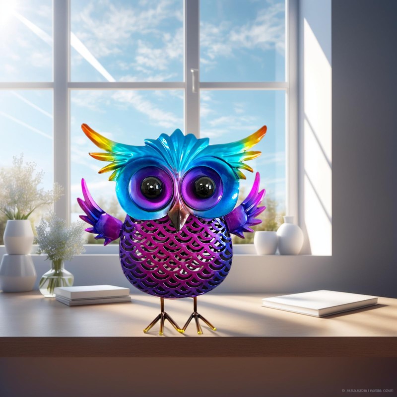 ElegantFloraDcor Owl Money Box Sculpture Craft, Metal Owl Money Box