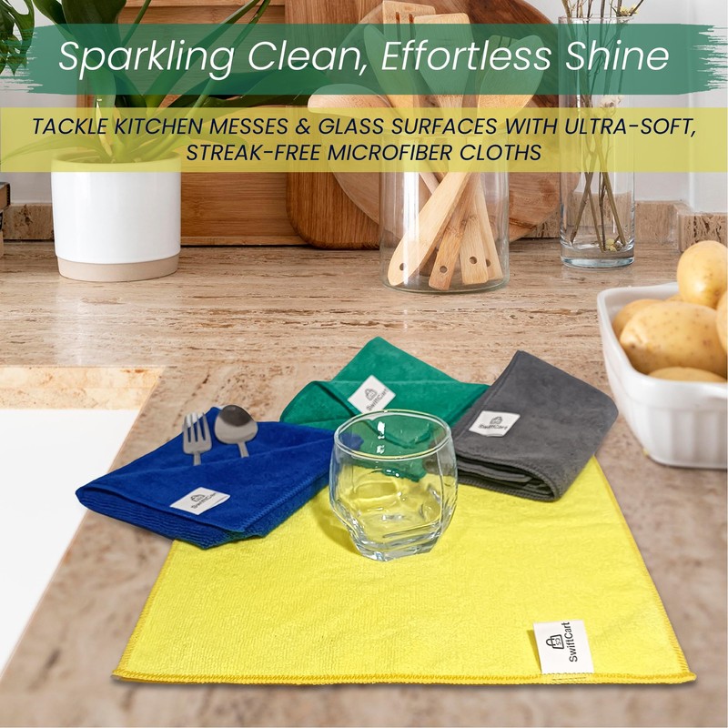 SwiftCart Lint Free High Absorbent Microfiber Cleaning Cloth 32cm X