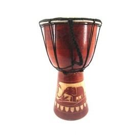 Children’s Djembe Drum 30 cm Elephant / Africa Design in Brown Good Sound Great for Nursery School