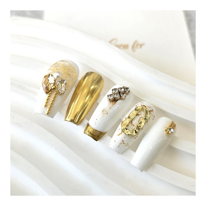 Gold Nuance Handmade Nail Tips - Oval / 골드 뉘앙스