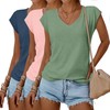 Huukeay 3 Pack Women’s V Neck T Shirts, Cap Sleeve