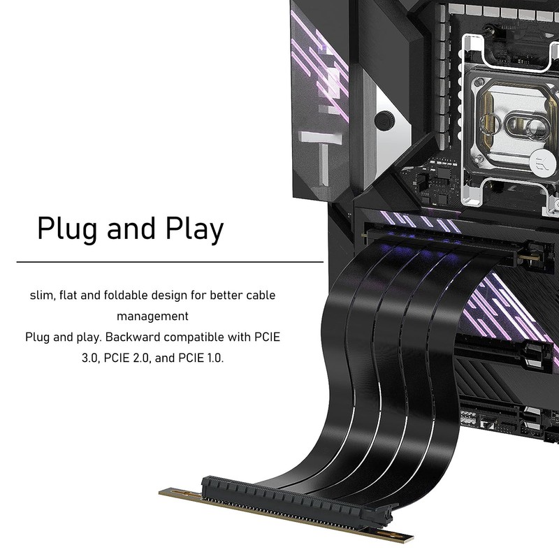 PCIE 4.0 X16 Extender 180 Degree 26GB/s 7.9in Long Gold