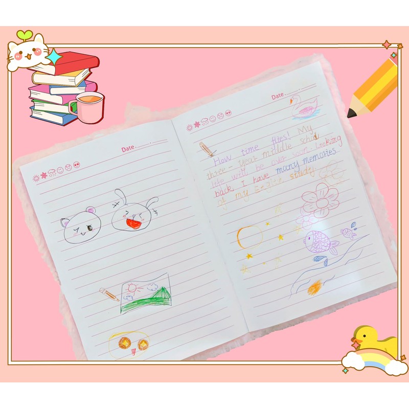 Luolizon Cat Diary for Girls with Lock and 2 Keys,Kids