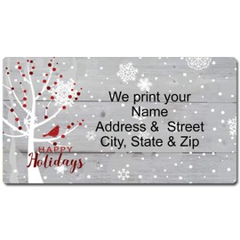 Winter Tree Christmas Address Labels - Modern Holiday Return Address Label