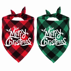STMK 2 Pack Christmas Dog Bandanas, Holiday Dog Christmas Bandanas for Small Medium Large Dog Puppy Christmas Costumes (Small, Merry Christmas)