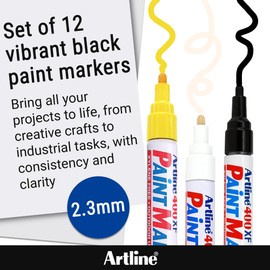 Artline 400 Paint Markers for Outdoor or Industrial Use Bullet Tip 2.3mm Line White Ref A400 [Pack of 12]