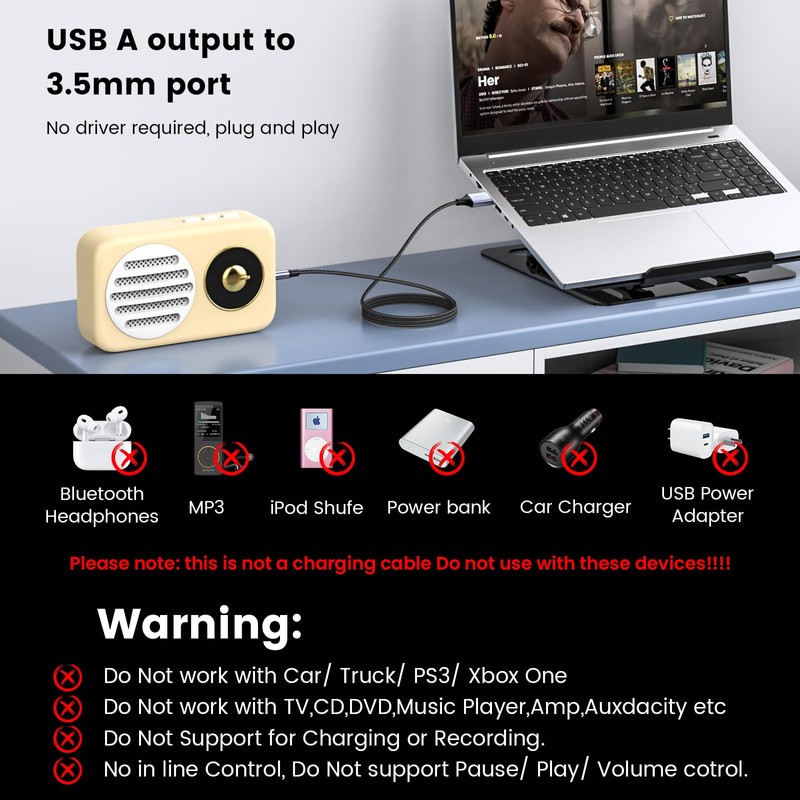 MOSWAG USB to 3.5mm TRRS Audio Jack Adapter with Microphone,