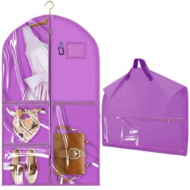 Niviy Clothes Bag, 1 Piece Children's Clothing Bag, Foldable Children's Garment Bag, Short Clothing Hanging Cover for Easy 100 cm, Purple