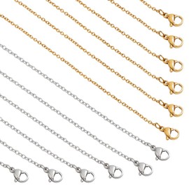 nbeads 20 Pieces 50 cm Stainless Steel Cable Chains Necklaces, 2 Colours 304 Necklace Chain Set with Lobster Clasps and Plastic Box for Jewellery Making Necklaces and Bracelets