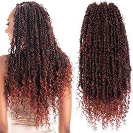 SERENDIPA Passion Twist Crochet Hair 22 Inch, Boho Long Crochet Passion Twist Hair Pre looped with Curly Ends, Pre-twisted Goddess Crochet Braids, Bohemian Water Wave Braiding Hair (8 Packs, T350)