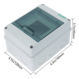 Otdorpatio breaker box Distribution Protection Box, IP65 Clear Cover Electrical Box, ABS Power Supply Electronic Junction Box Din Rail Enclosure for Circuit Breaker on The Wall 5 Way(120x160x95mm)