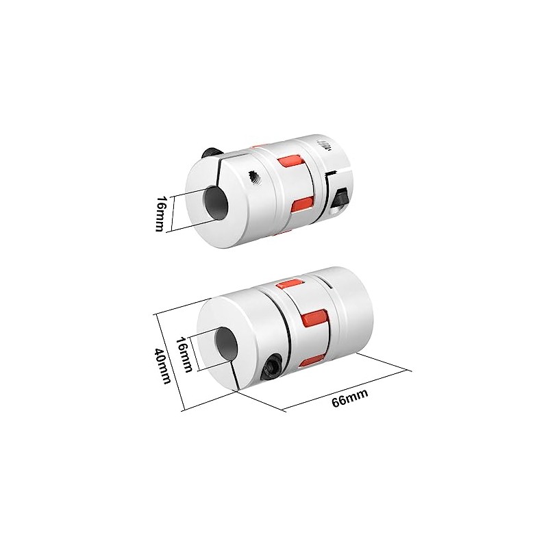 sourcing map Shaft Coupling 16mm to 16mm Bore L66xD40 Flexible