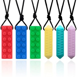 Collar Mordedor Sensorial 6 Piezas para Niños y Bebés, Collares Masticables de Silicona sin BPA, Mordedera Sensorial para Autismo, TDAH, TPS,...      