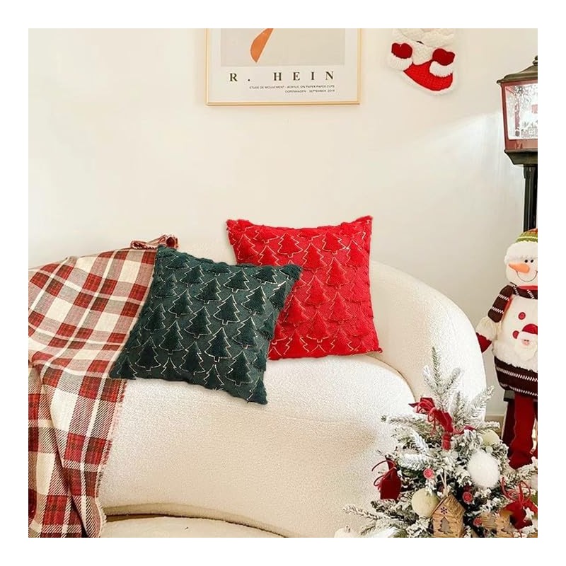 Psythuor Christmas Pillow Covers 18x18, Set of 2 White Christmas